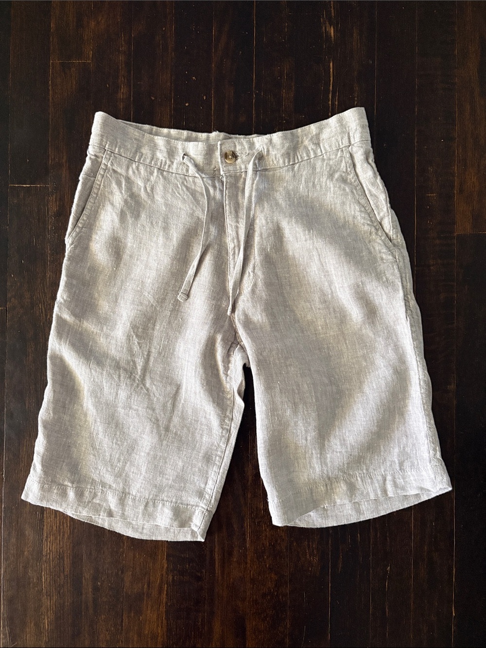 H&M Linen Flat Front Shorts with Drawstring Waist
